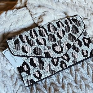 FRANCESCA'S NWT Leopard Beaded Clutch